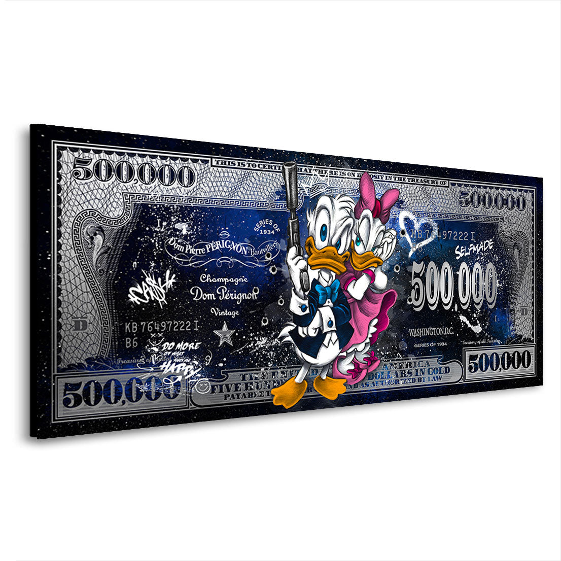 Wandbild Donald & Daisy Duck Dollar Blue Style