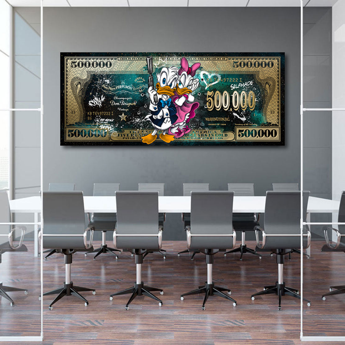 Wandbild Donald & Daisy Duck Dollar Green Style