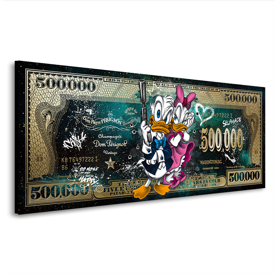 Wandbild Donald & Daisy Duck Dollar Green Style