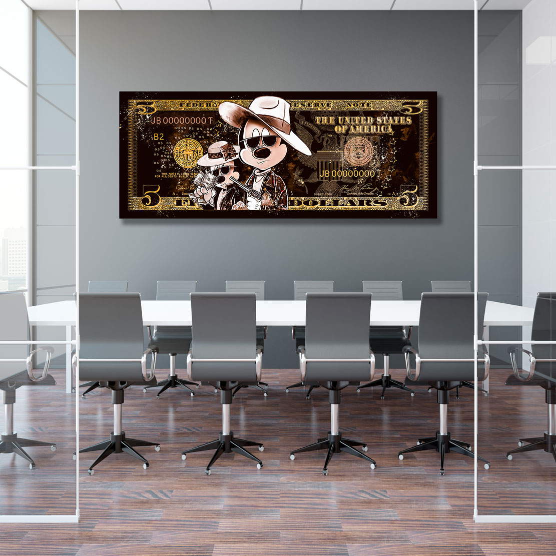 Leinwandbild Minnie Micky Bonnie & Clyde Dollar Retro Style