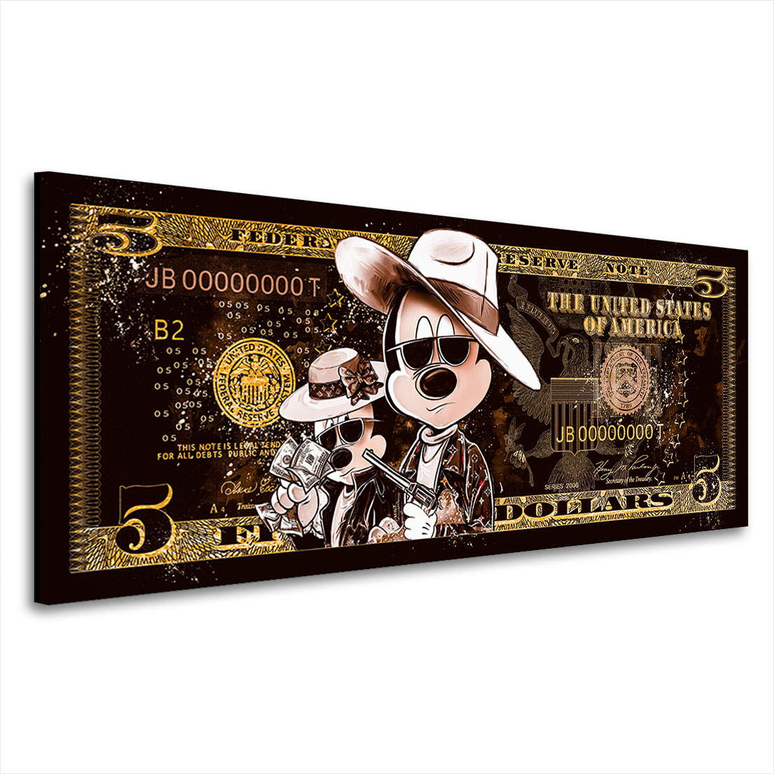 Leinwandbild Minnie Micky Bonnie & Clyde Dollar Retro Style