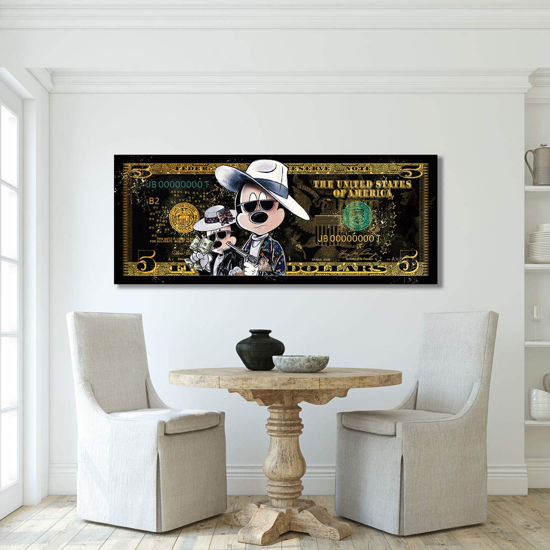 Leinwandbild Minnie & Micky als Bonnie & Clyde Dollar Modern Style