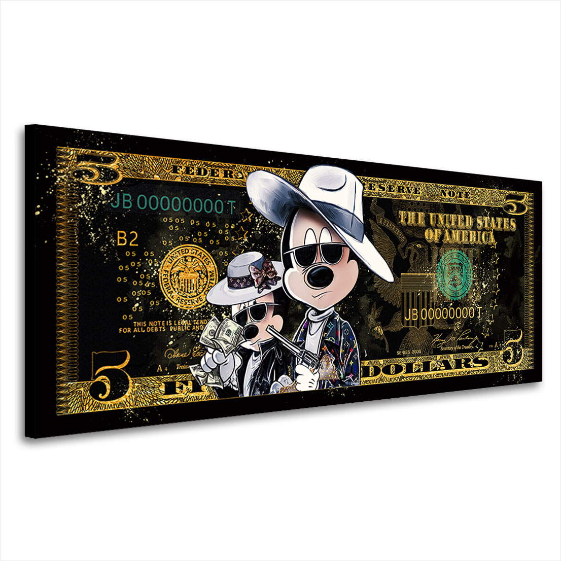 Leinwandbild Minnie & Micky als Bonnie & Clyde Dollar Modern Style
