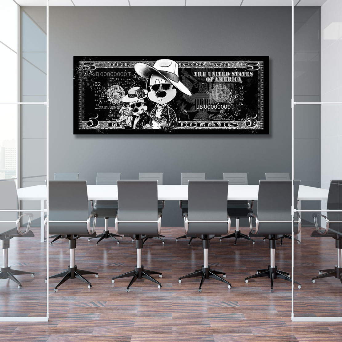 Leinwandbild Bonnie & Clyde Micky Dollar Black Style