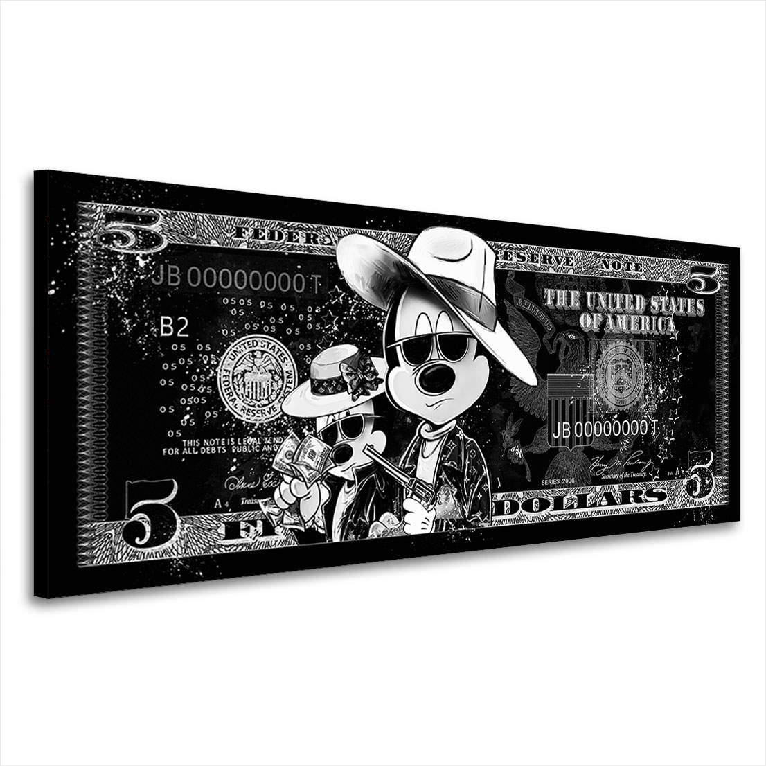 Leinwandbild Bonnie & Clyde Micky Dollar Black Style