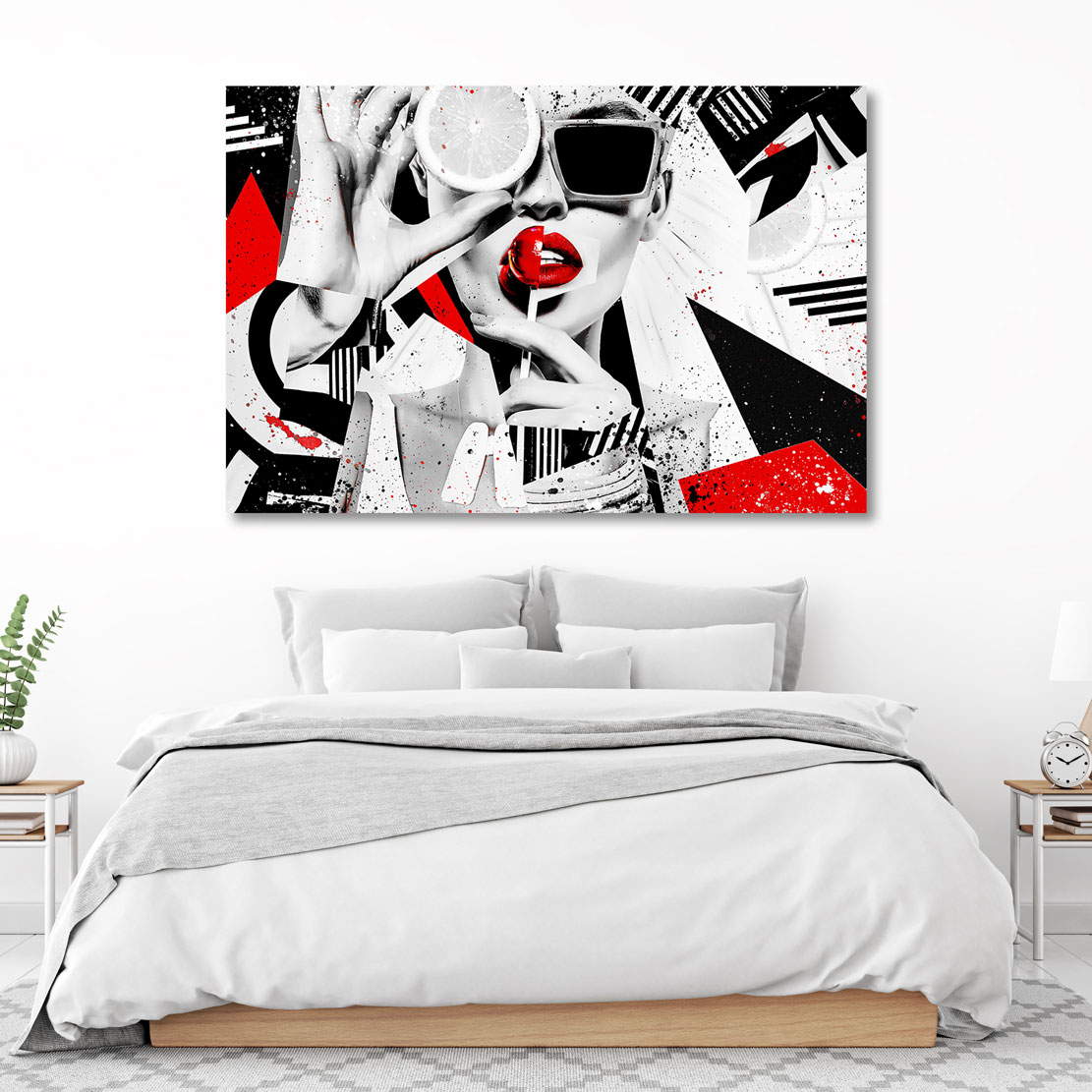 Leinwandbild Woman Abstrakt Face Red Lips