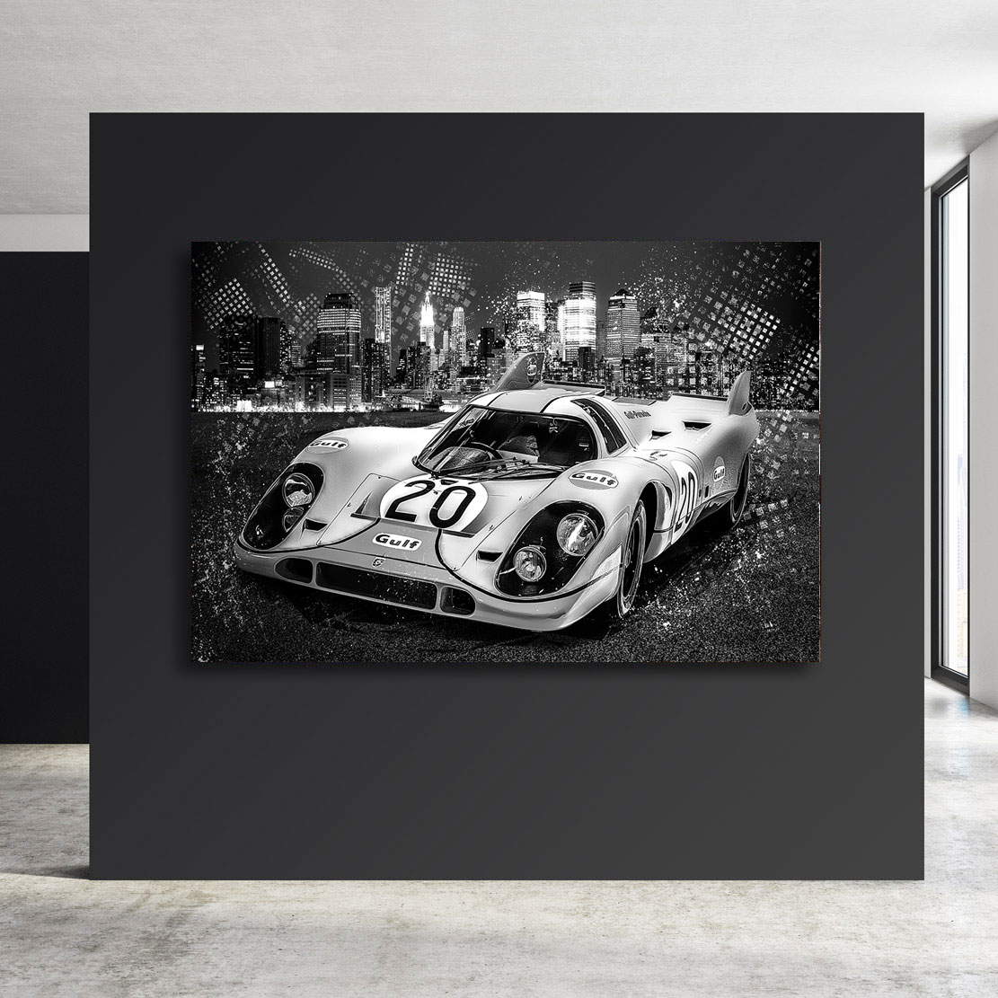 Auto Wandbild Leinwandbild Porsche 917 Black and White