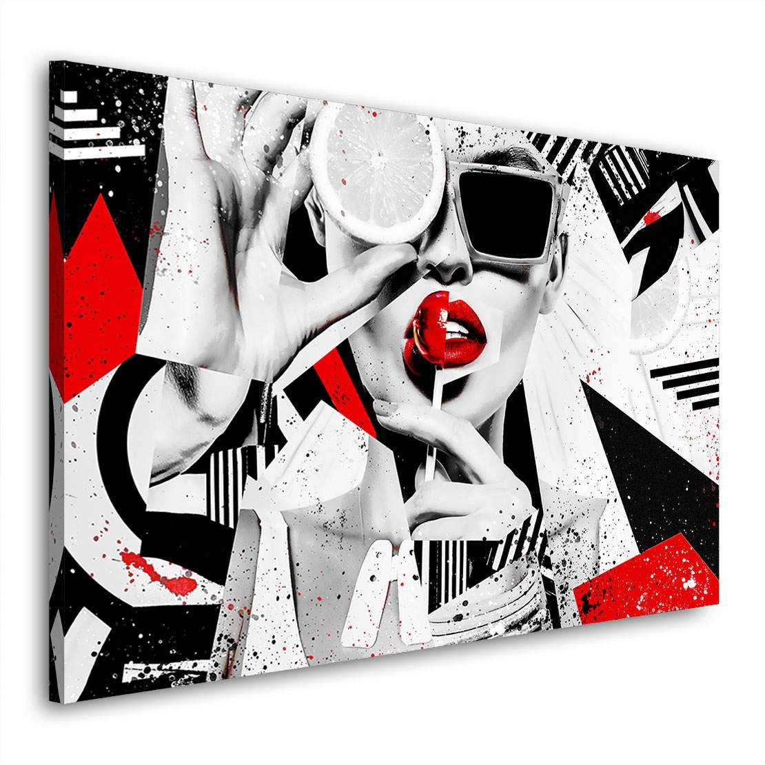 Leinwandbild Woman Abstrakt Face Red Lips
