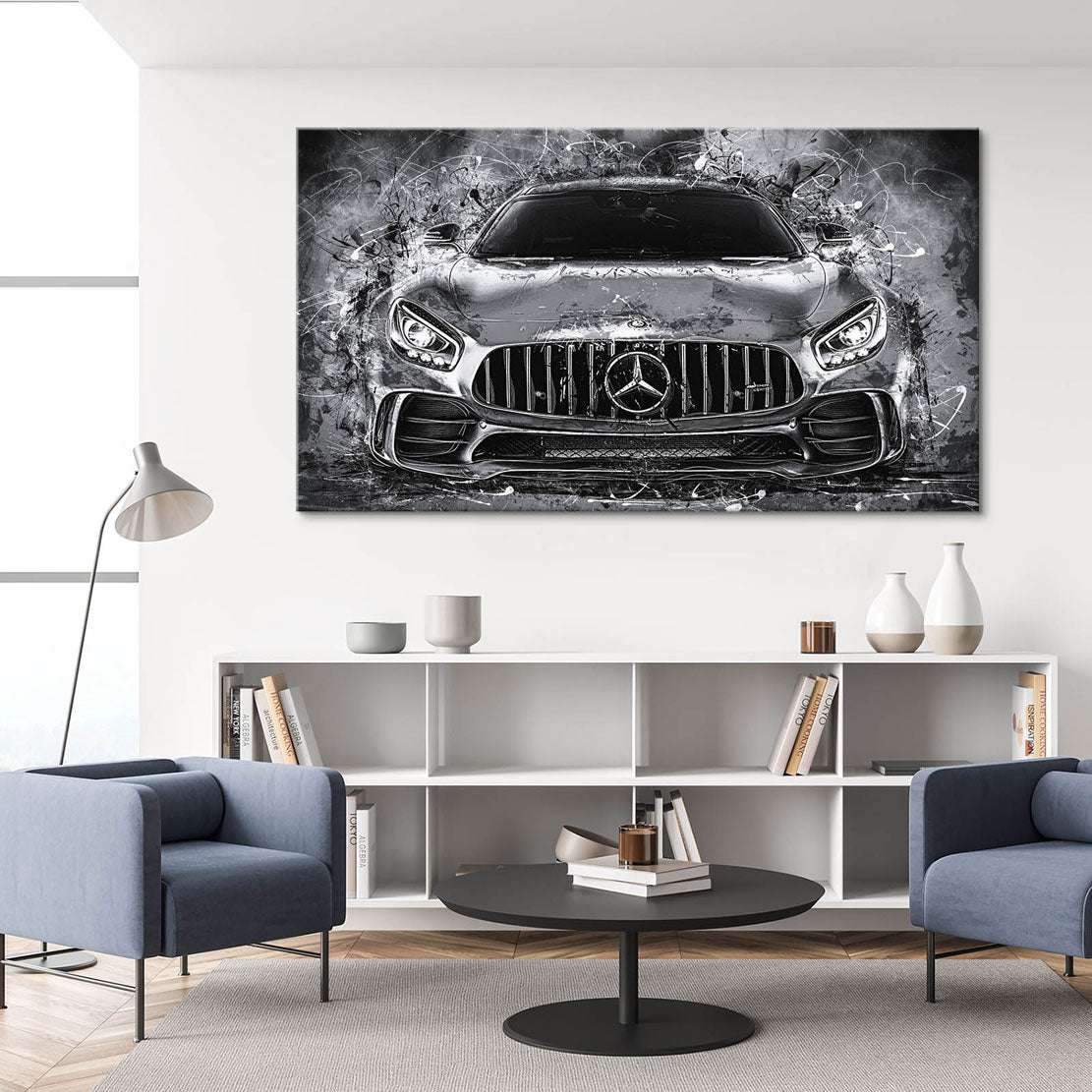 Auto Leinwandbild Mercedes AMG GT Abstrakt Black Style