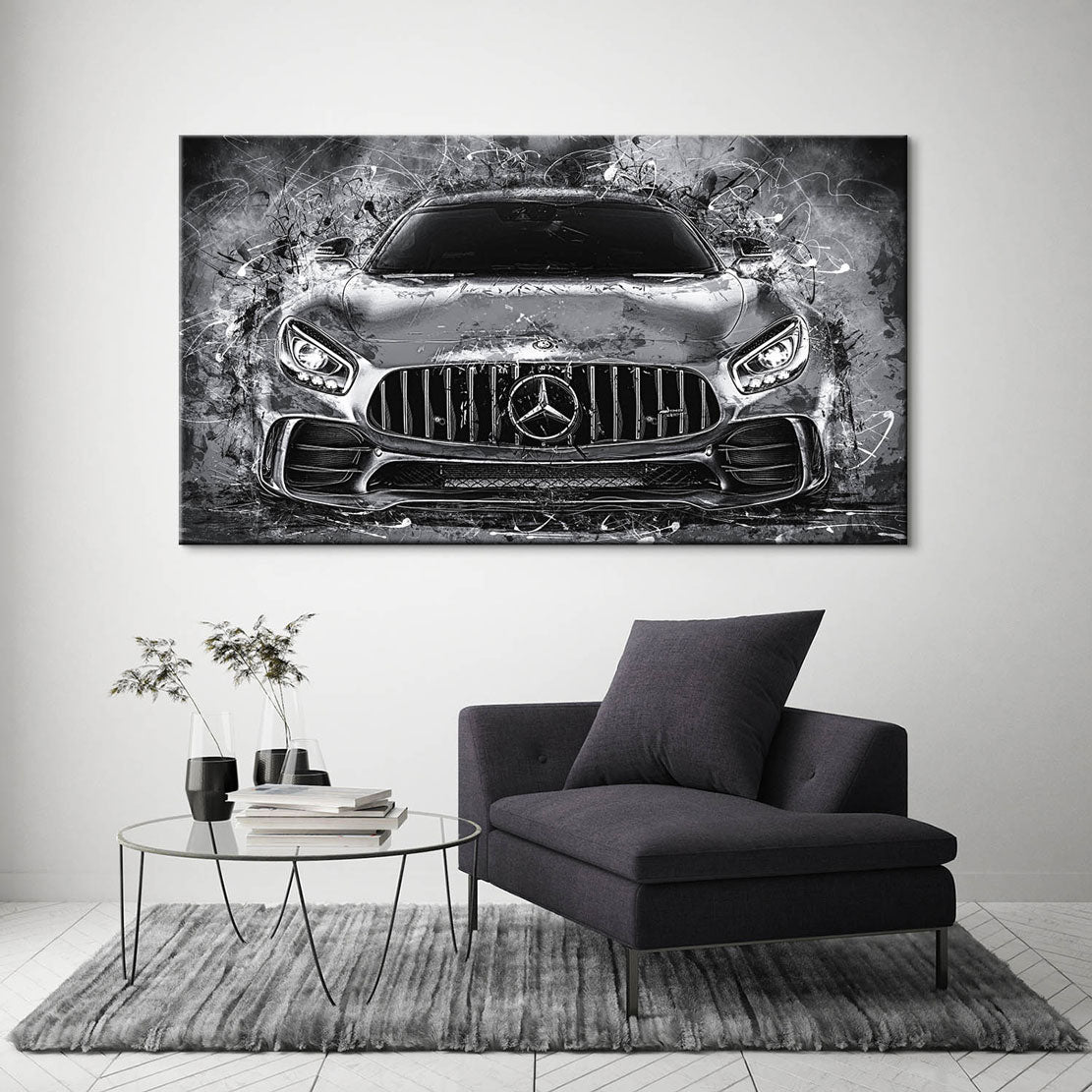 Auto Leinwandbild Mercedes AMG GT Abstrakt Black Style
