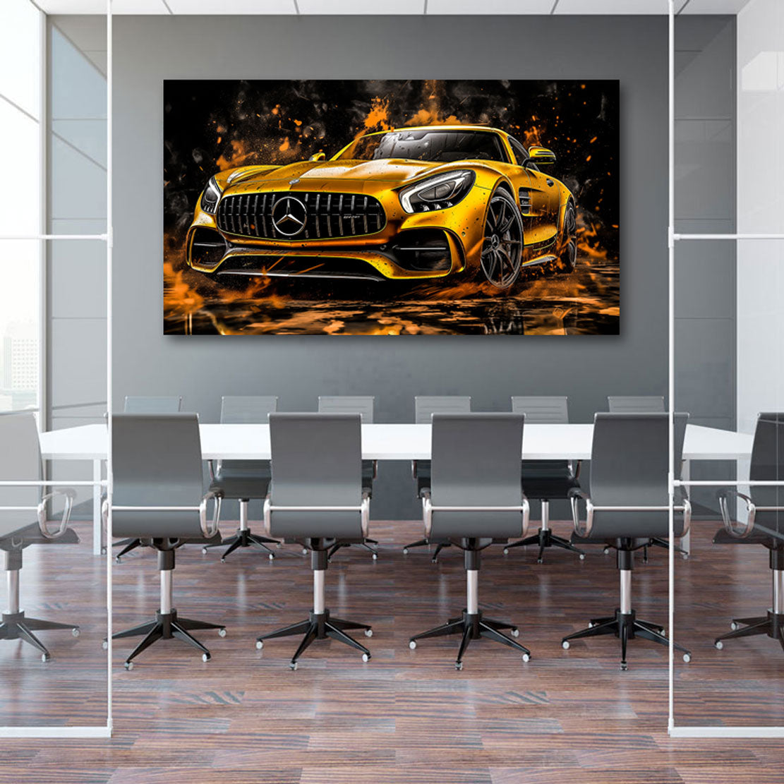 Auto Wandbild Mercedes AMG GT Gold Style