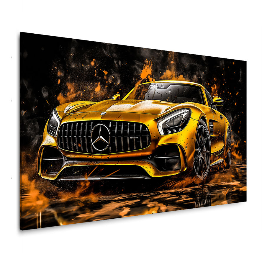 Auto Wandbild Mercedes AMG GT Gold Style