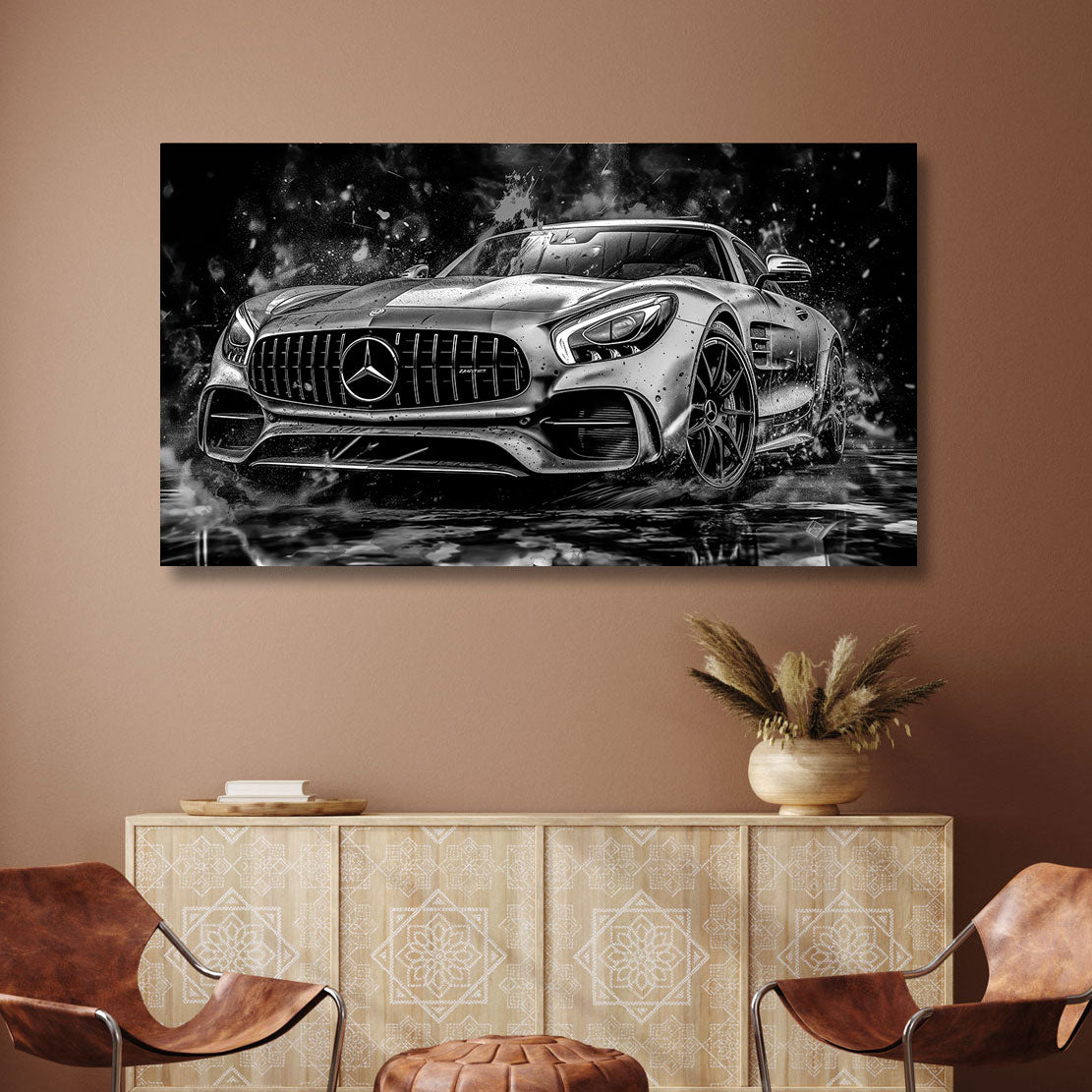 Auto Wandbild Mercedes AMG GT Silber