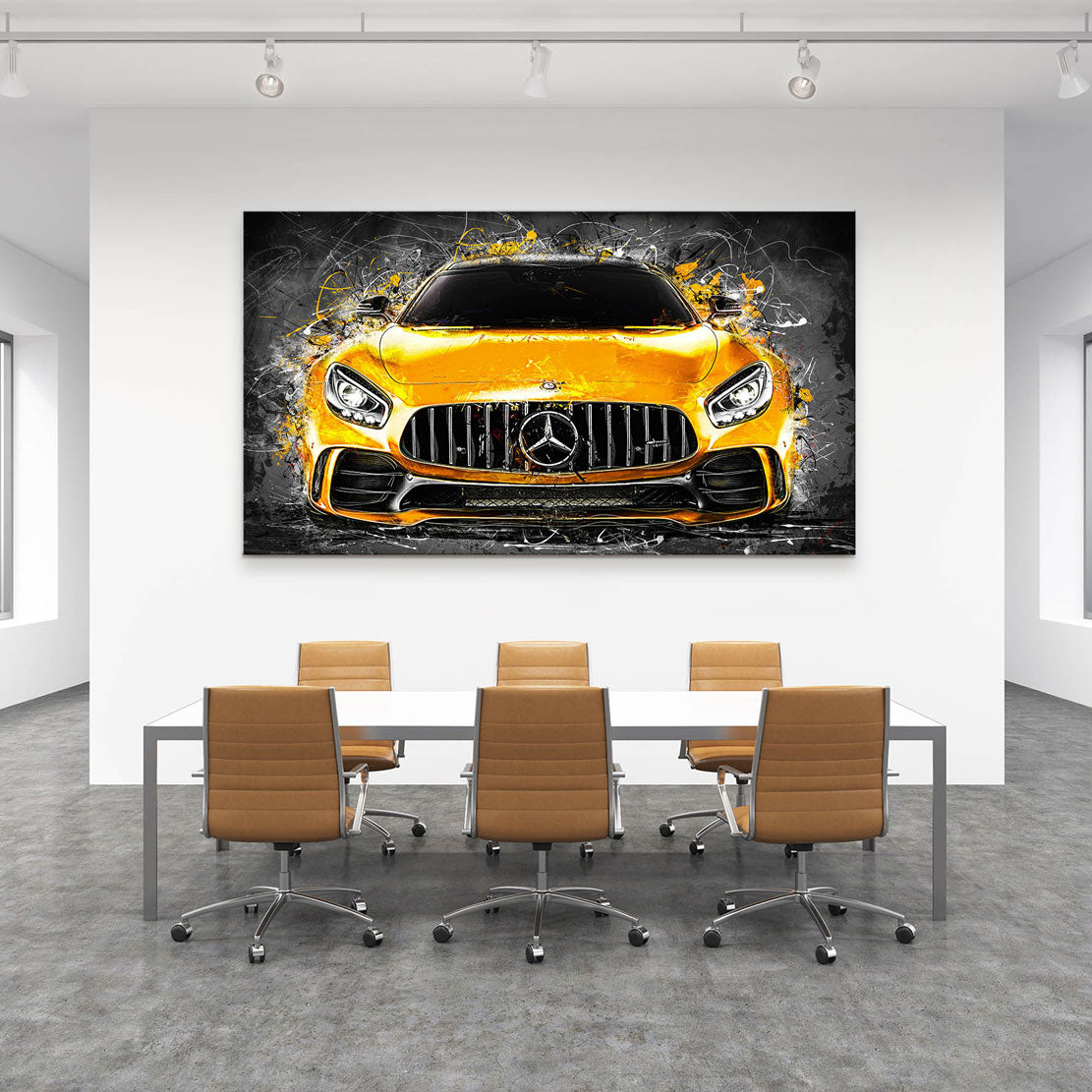 Auto Leinwandbild Mercedes AMG GT Yellow