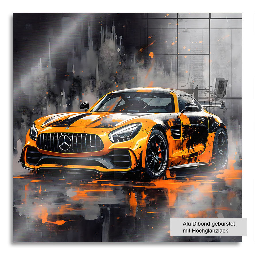 Auto Wandbild Mercedes AMG GT Orange Style