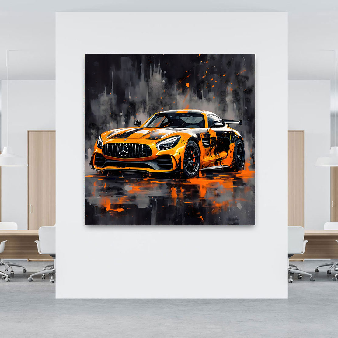 Auto Wandbild Mercedes AMG GT Orange Style