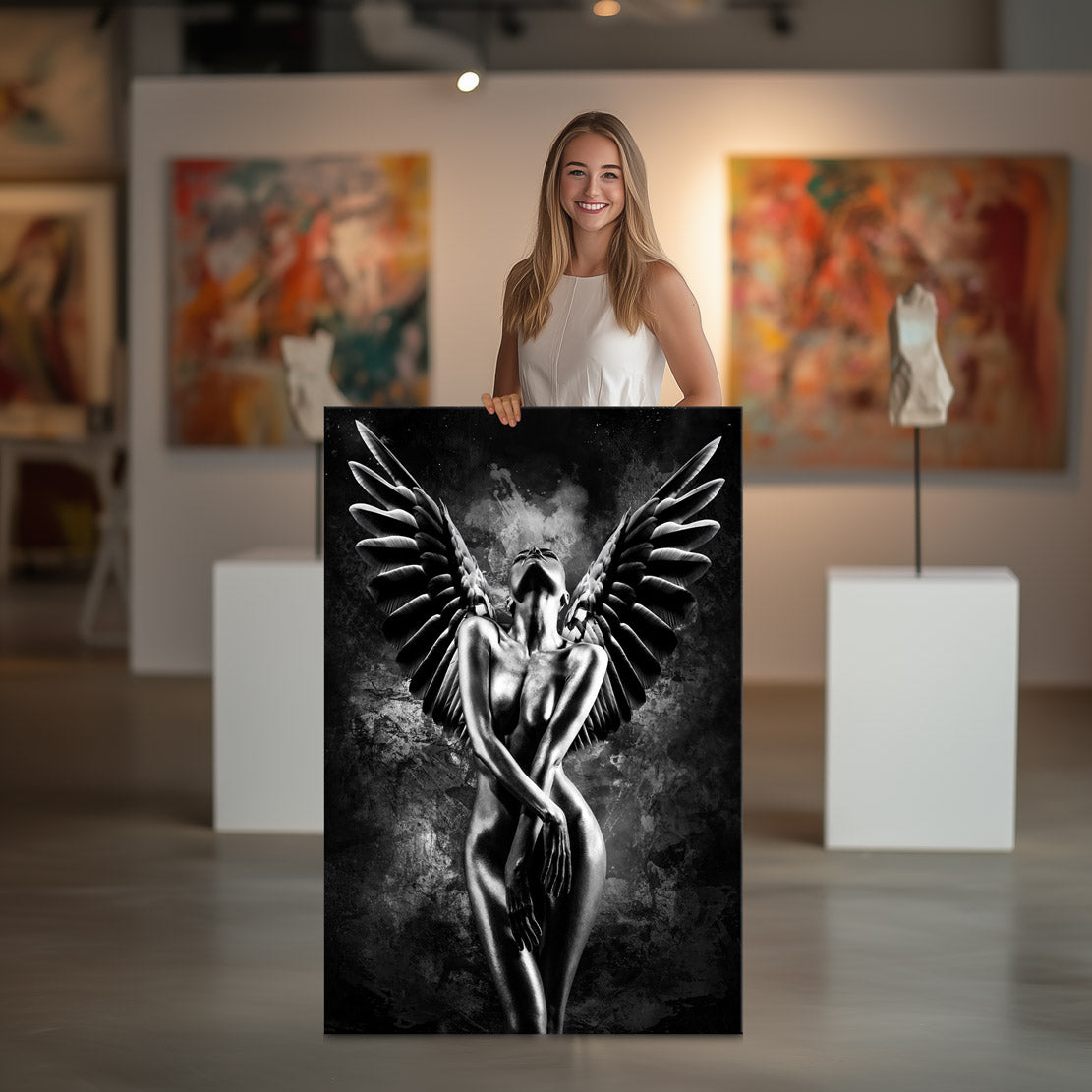 Leinwandbild Sensual Angel Black and White Abstrakt