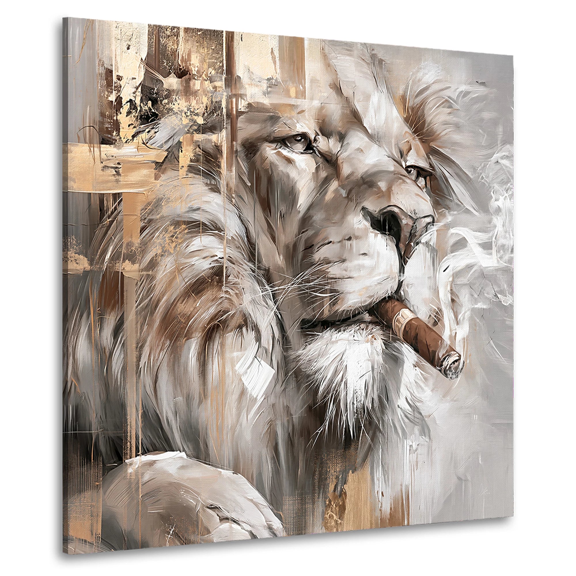 Löwe mit Zigarre Wandbild