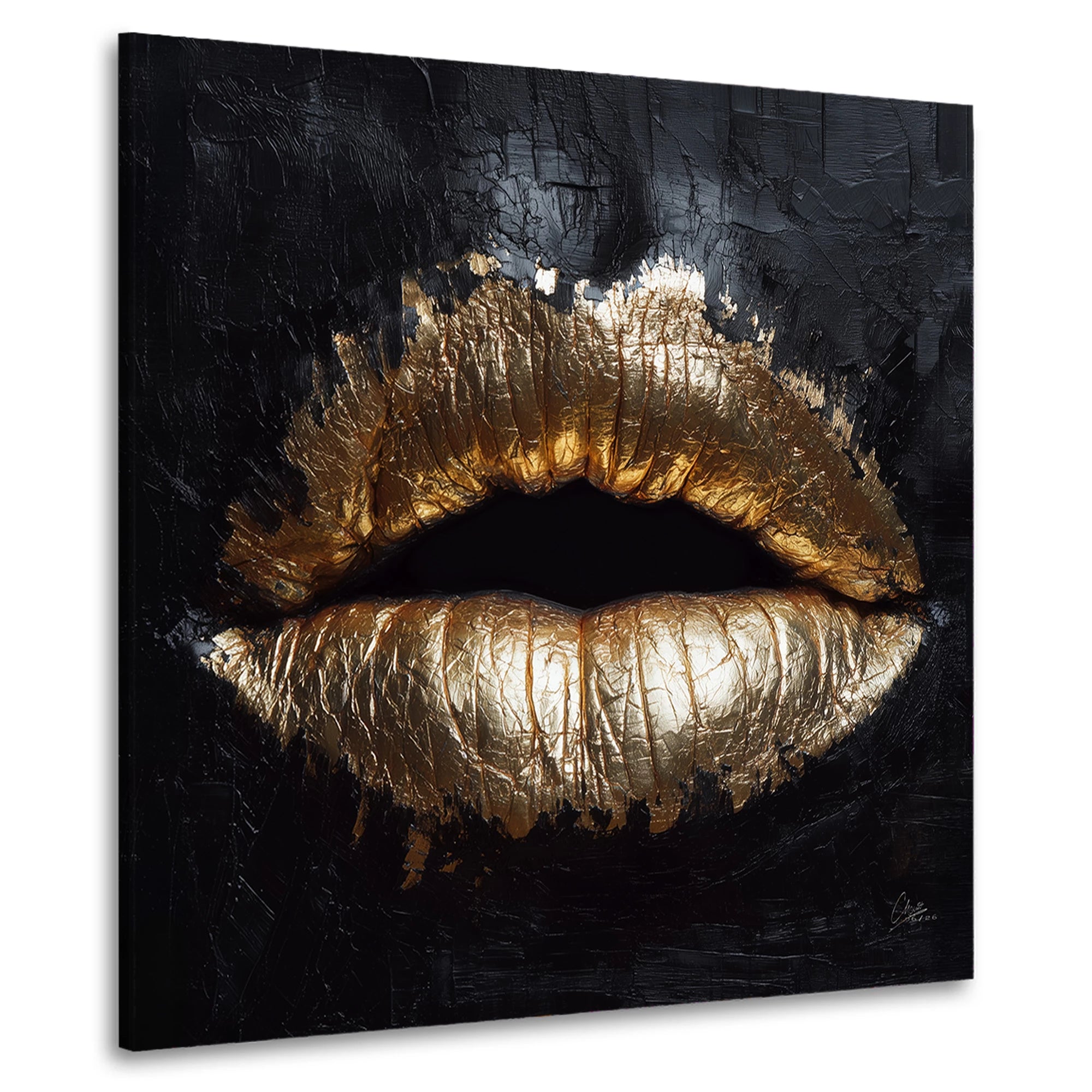 Goldene Lippen Wandbild