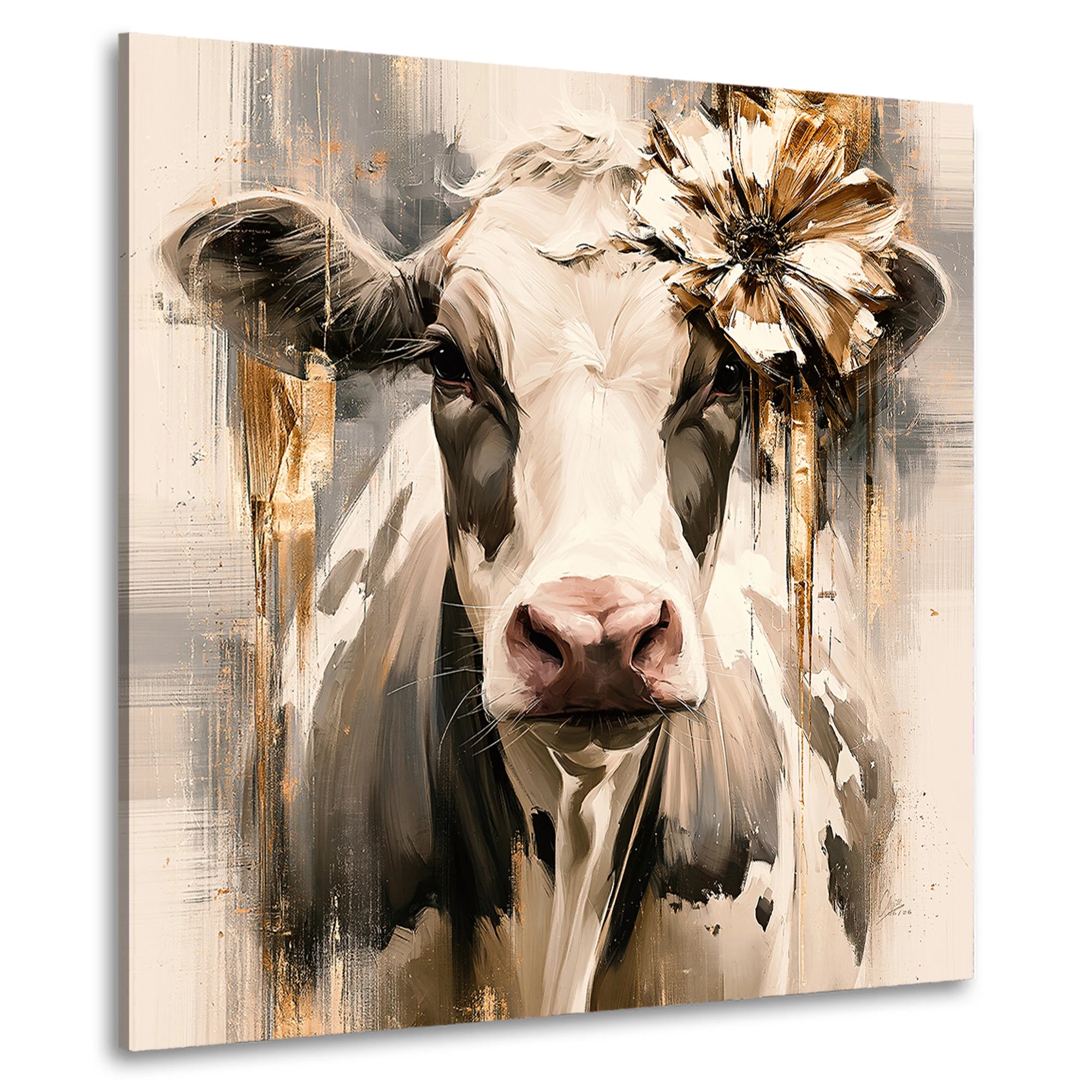 Kuh Blumenpoesie Wandbild