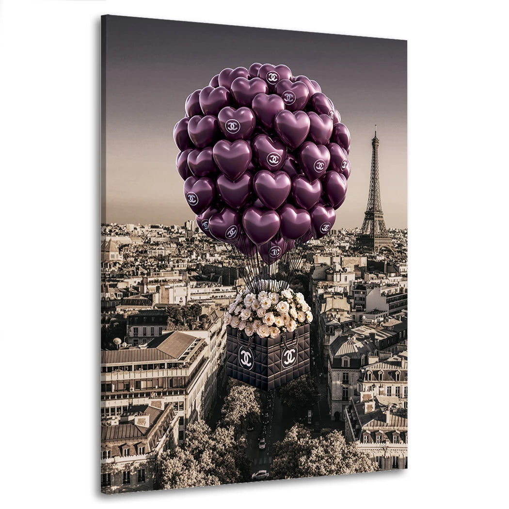 Paris Herzballons Wandbild