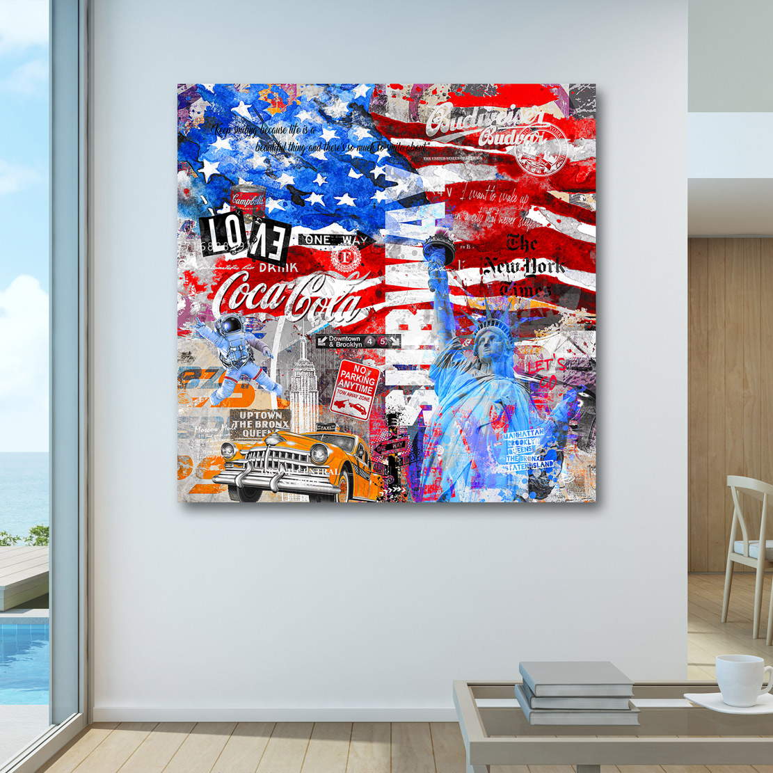 Wandbild Leinwandbild Amerika Love Pop Art