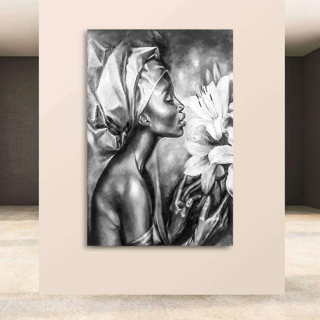 Wandbild Leinwandbild African Woman Black and White