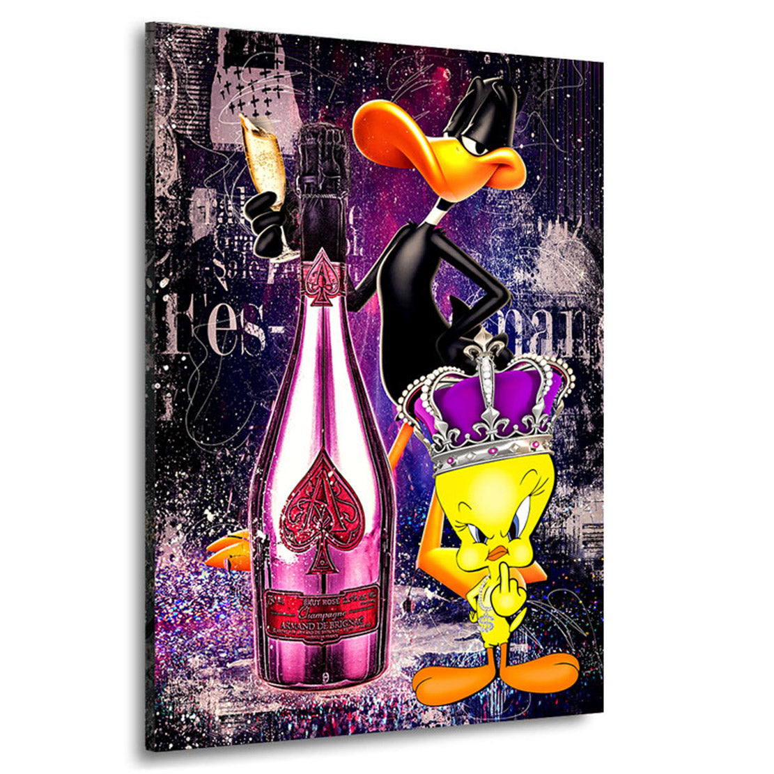Pop Art Wandbild Tweety und Duffy Champagner Style