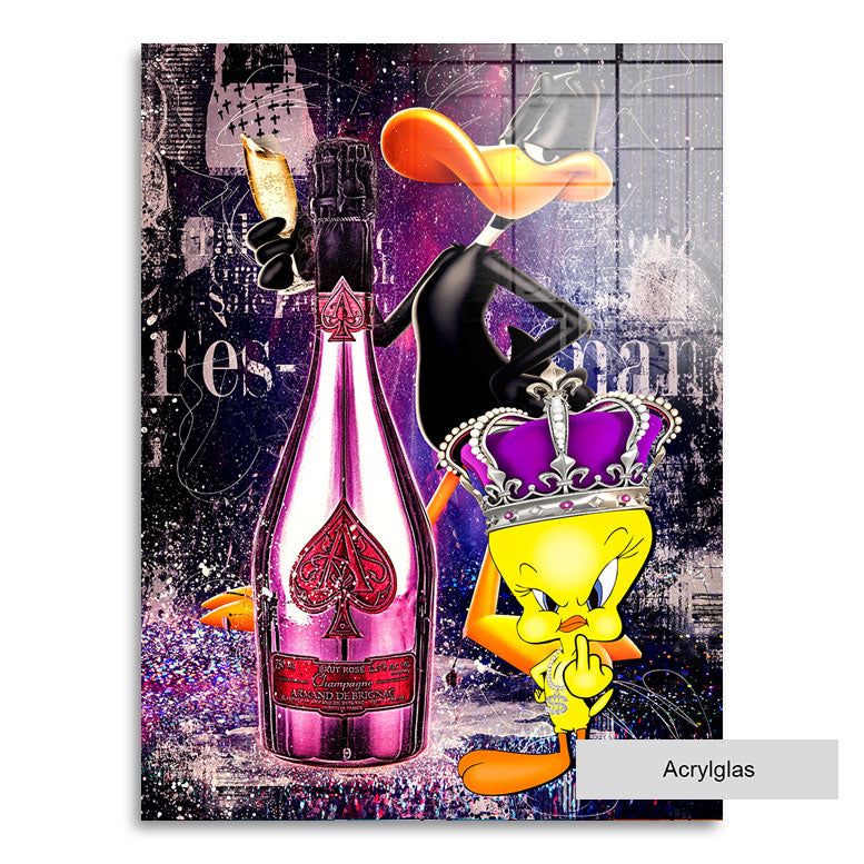Pop Art Wandbild Tweety und Duffy Champagner Style