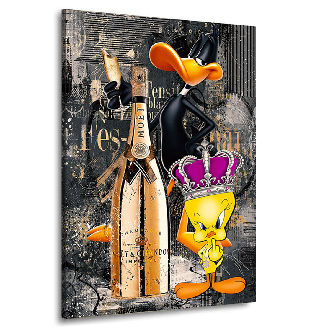 Pop Art Wandbild Tweety und Duffy Champagner Lifestyle