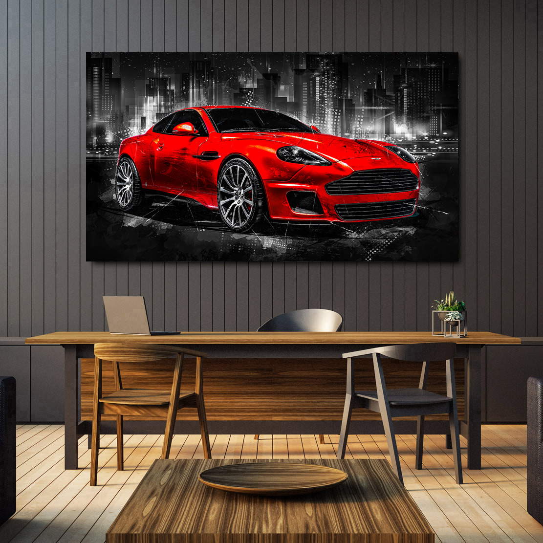 Auto Leinwandbild Aston Martin Red Style