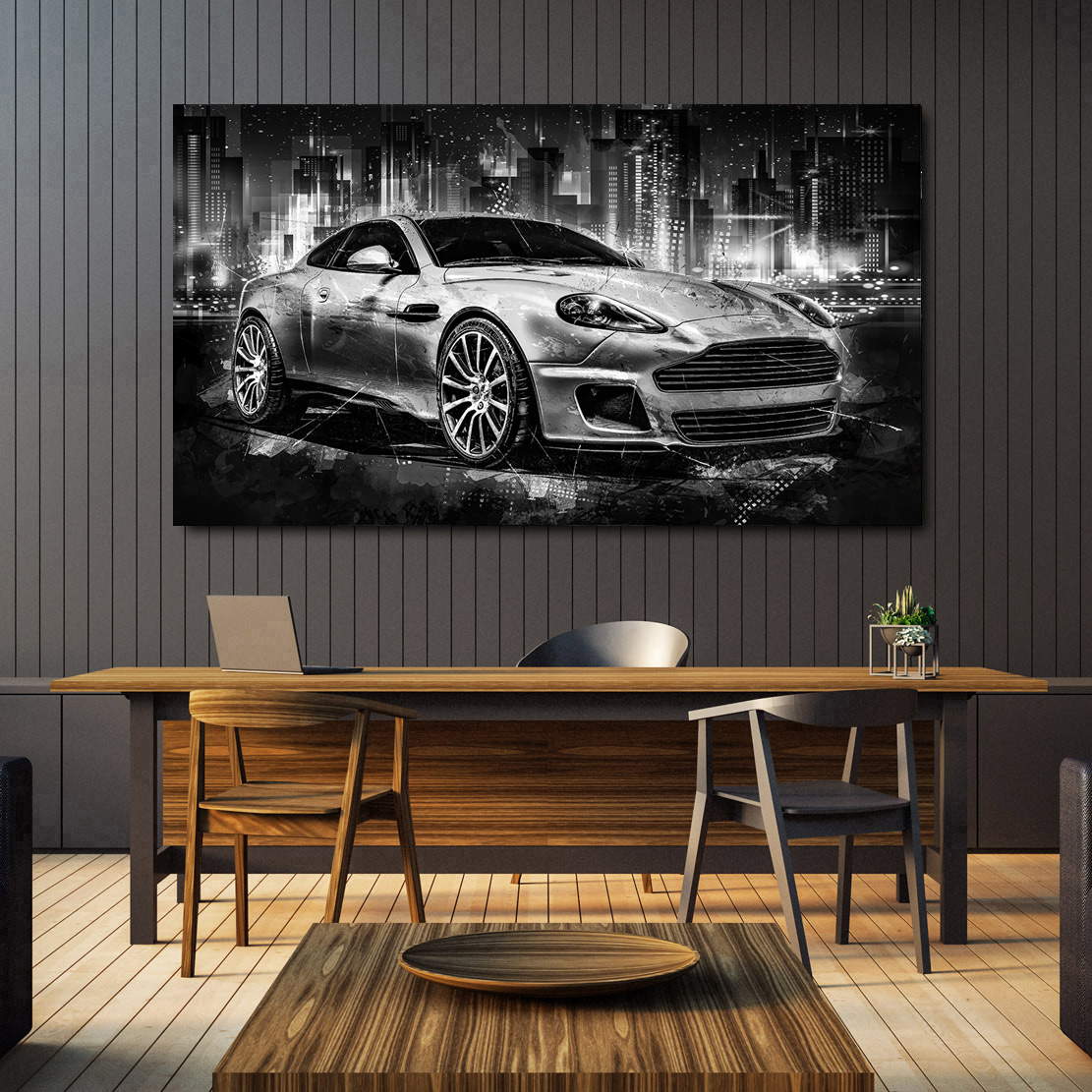 Auto Leinwandbild Aston Martin Black Style