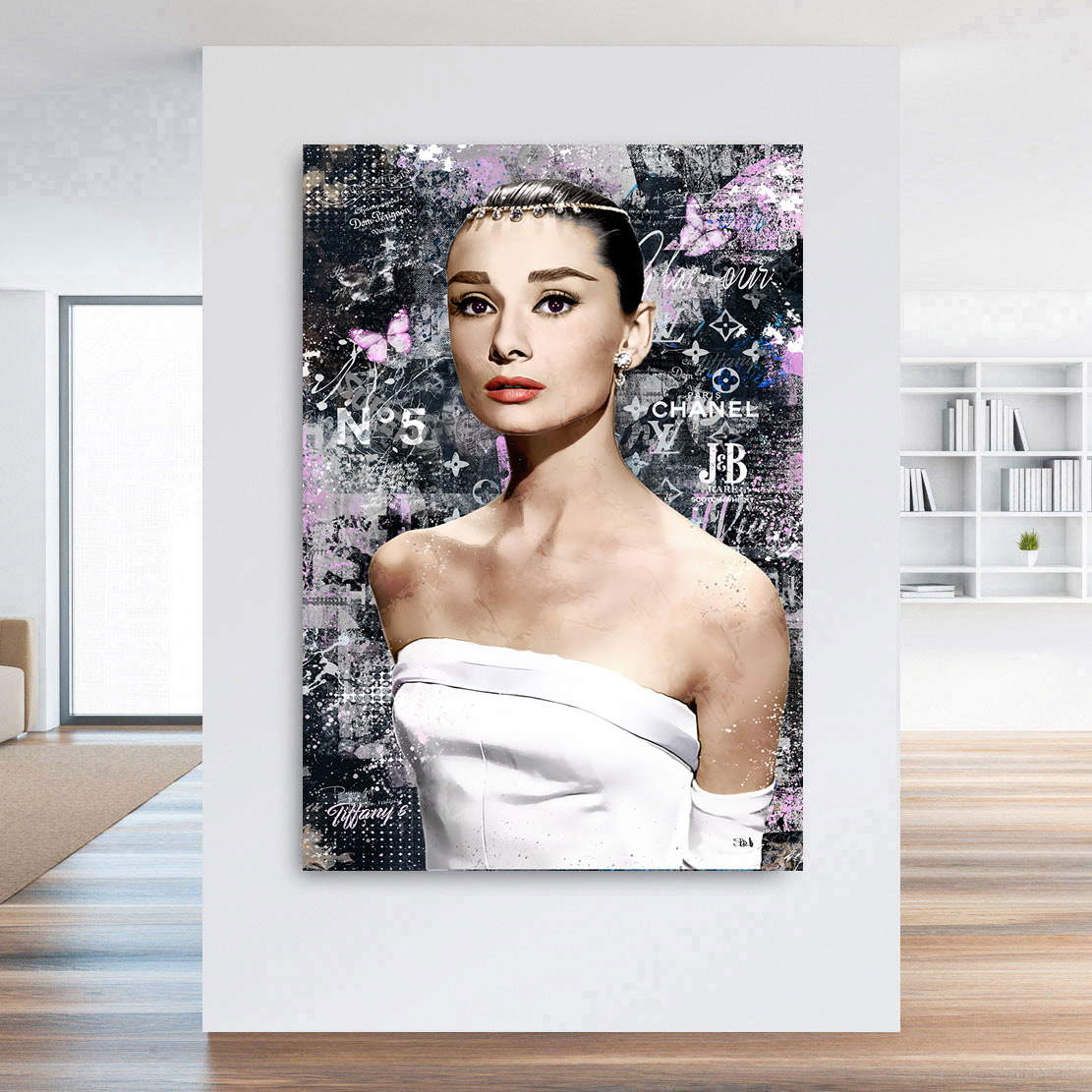 Wandbild Leinwandbild Audrey Hepburn Coco Black