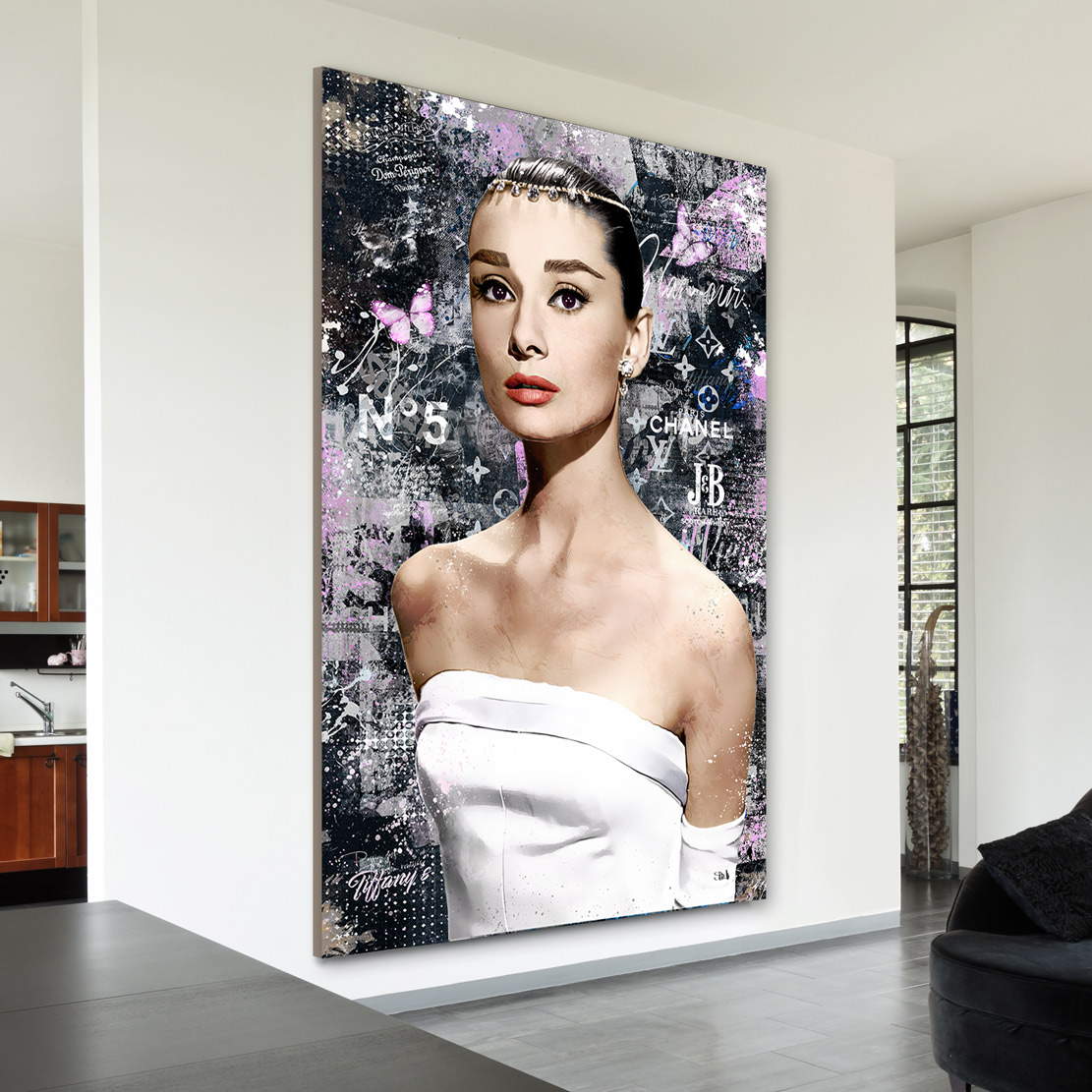 Wandbild Leinwandbild Audrey Hepburn Coco Black