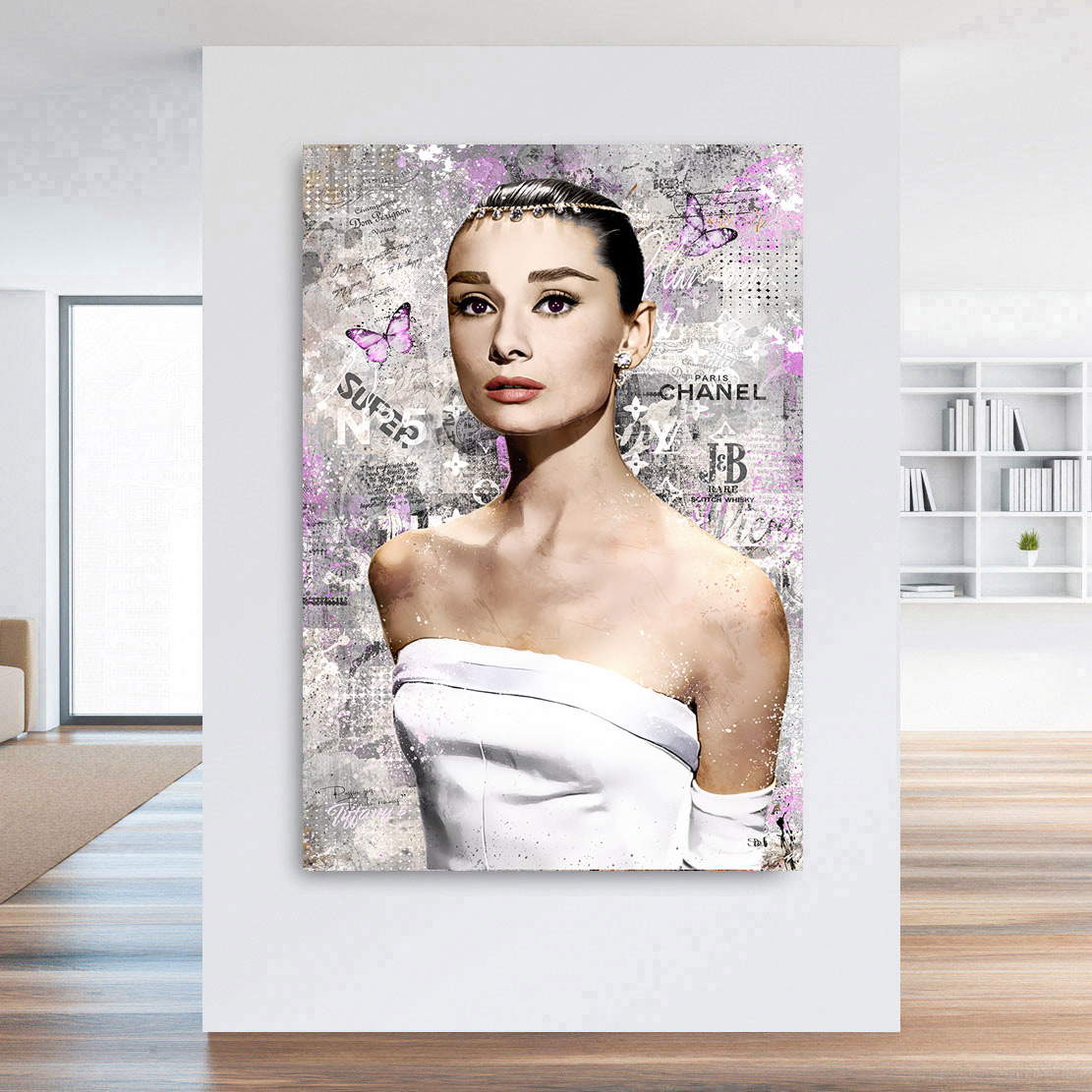 Wandbild Leinwandbild Audrey Hepburn Coco Silver