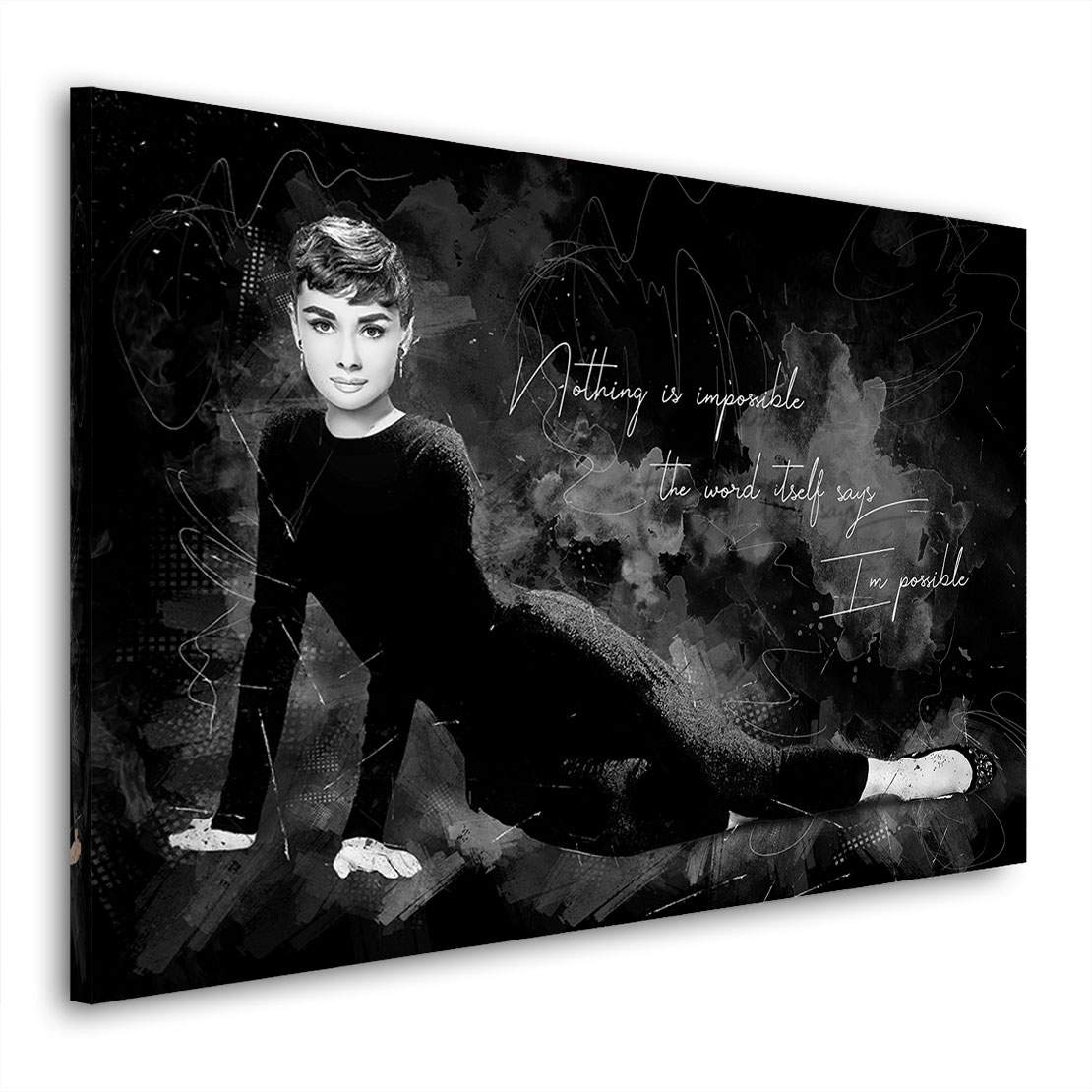 Wandbild Audrey Hepburn Zitate Black and White