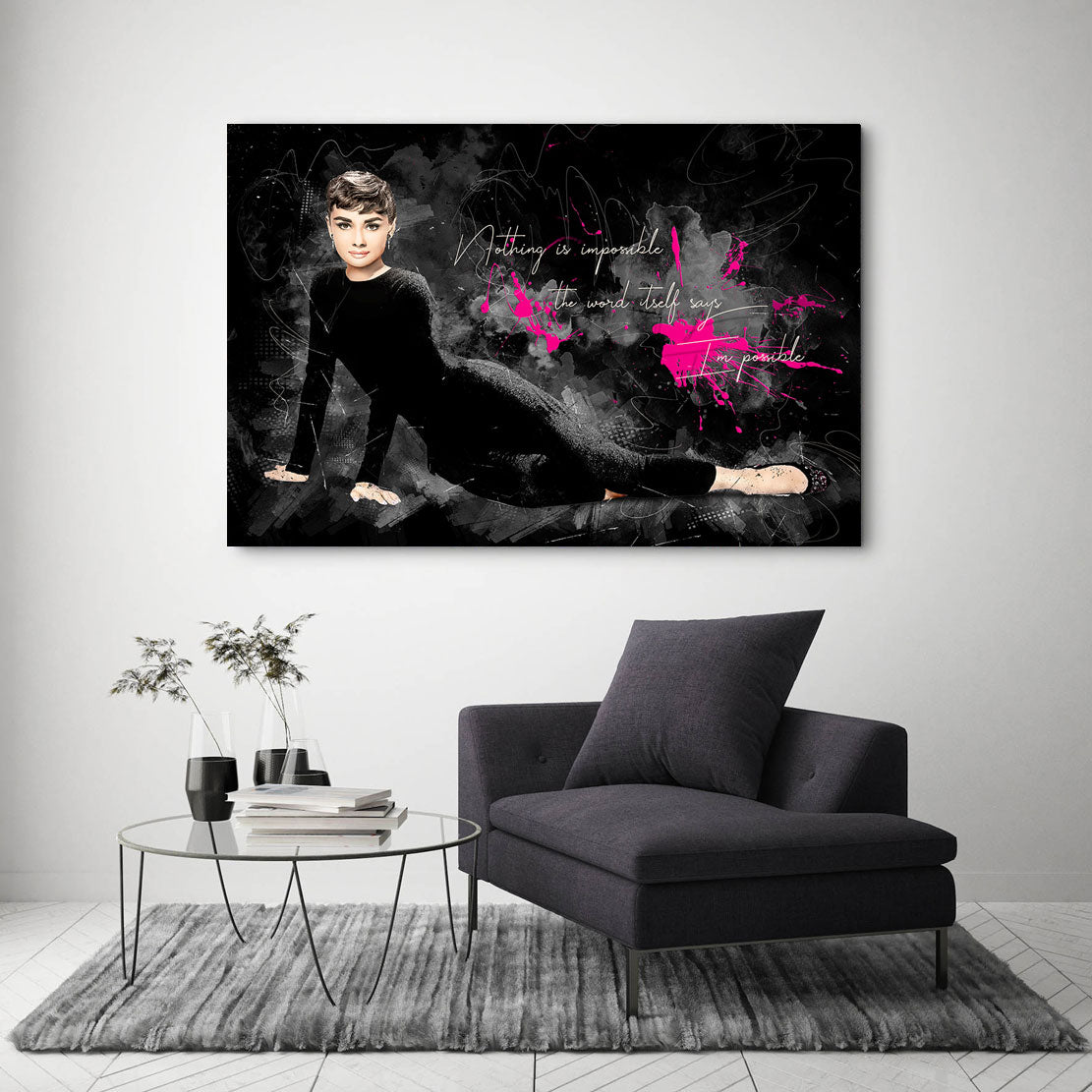 Wandbild Leinwandbild Audrey Hepburn Zitate