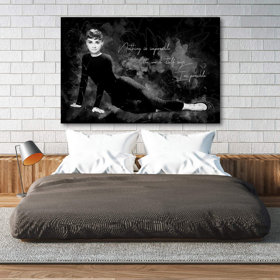 Wandbild Audrey Hepburn Zitate Black and White