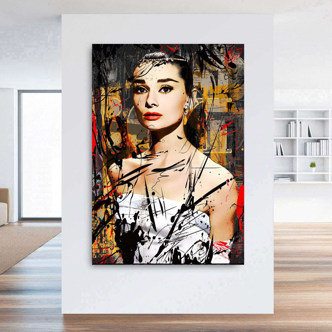 Wandbild Leinwandbild Audrey Hepburn Abstrakt Black
