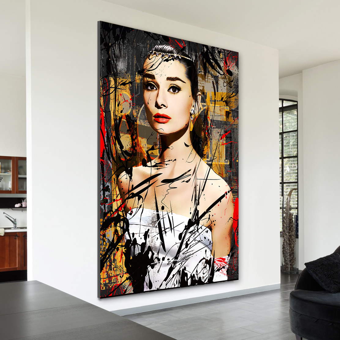 Wandbild Leinwandbild Audrey Hepburn Abstrakt Black