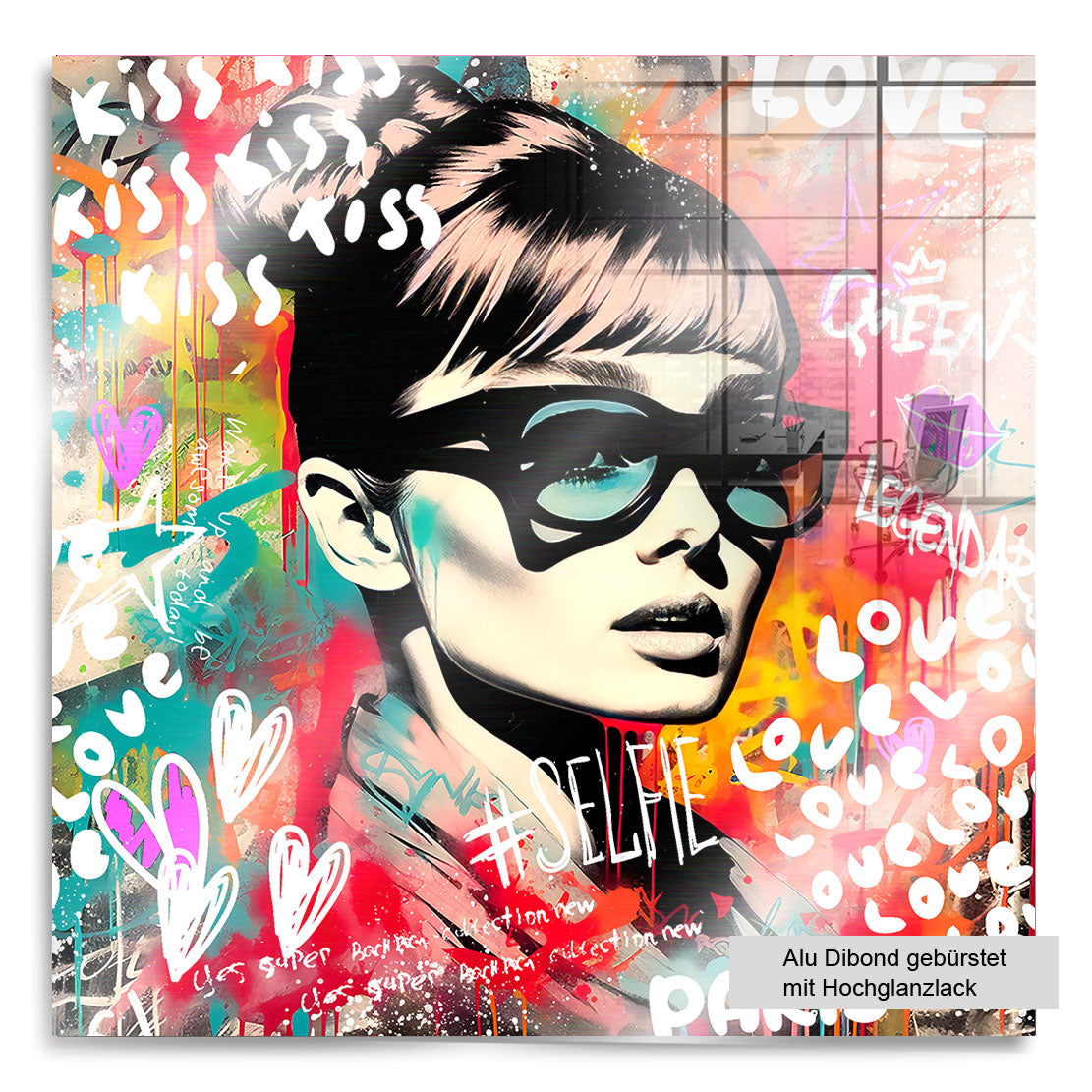 Audrey Hepburn Pop Art Wandbild im Graffiti Stil