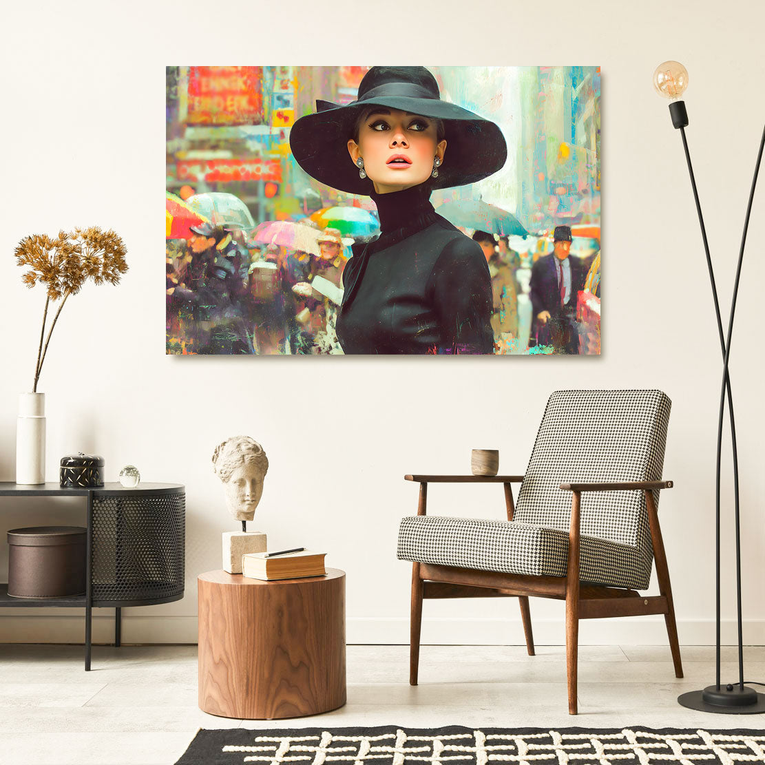 Audrey Hepburn in New York Wandbild