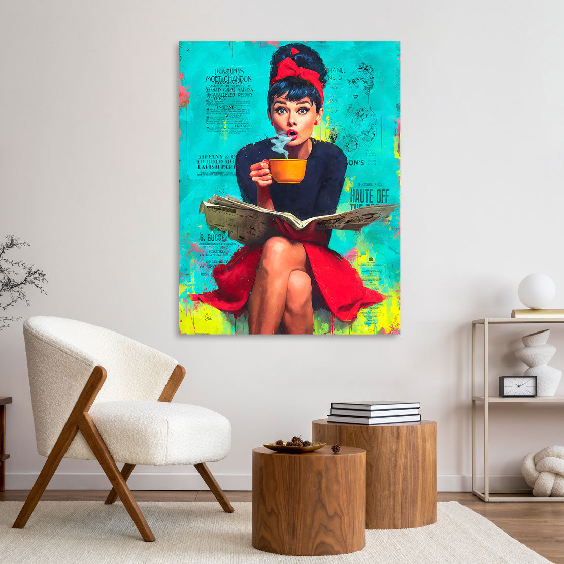 Audrey Newspaper Pop Art Wandbild