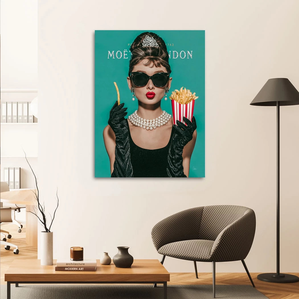 Audrey Pommes Chic Wandbild