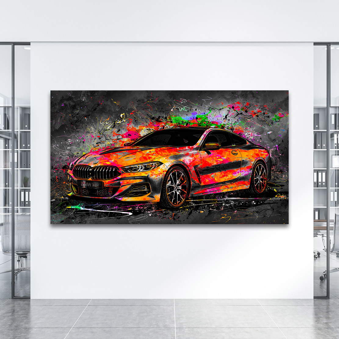 Auto Leinwandbild BMW 8 Pop Art Style