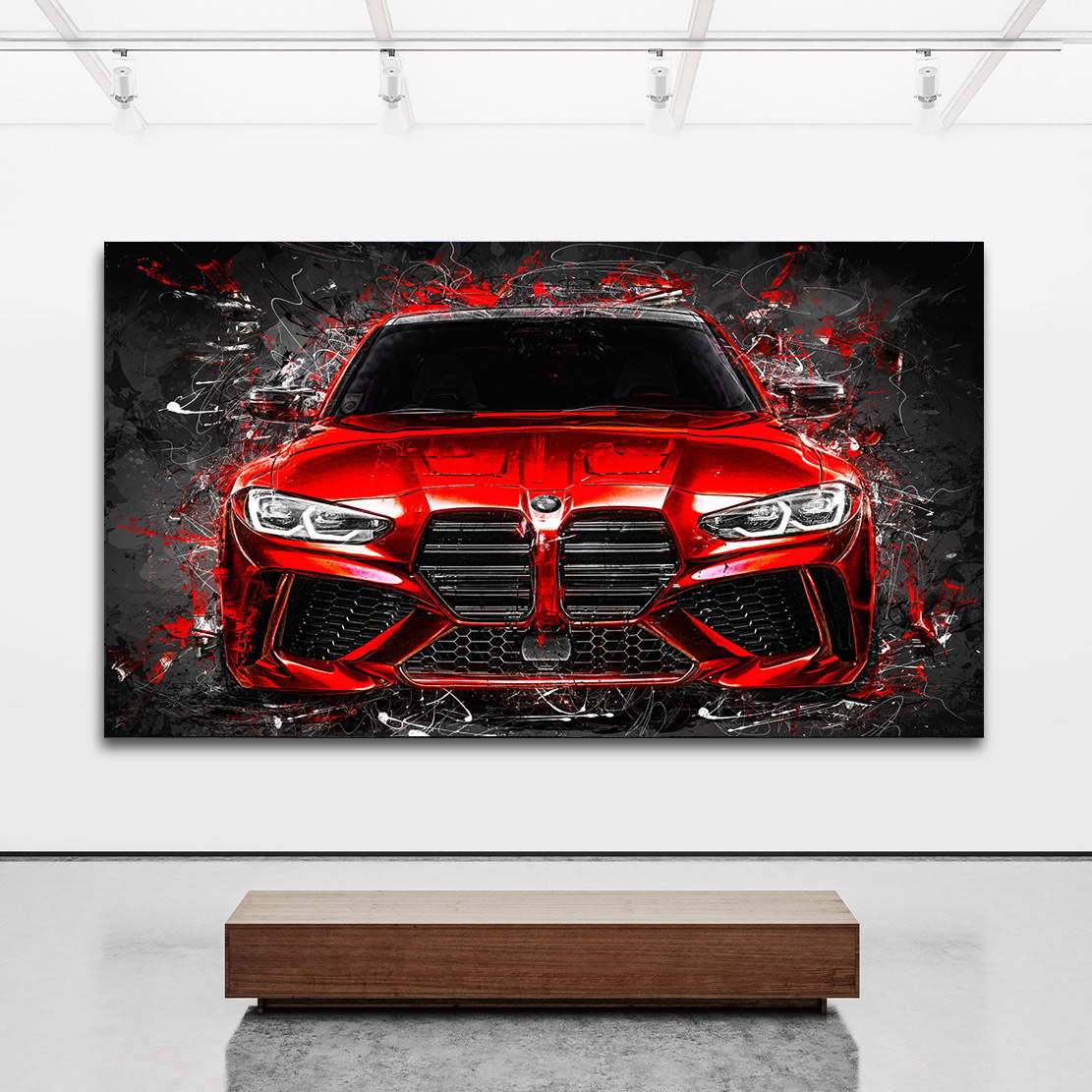 Auto Leinwandbild BMW M4 Red Abstrakt