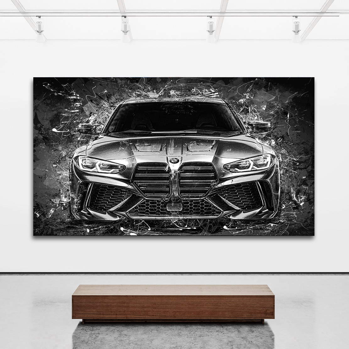Auto Leinwandbild BMW M4 Black and White