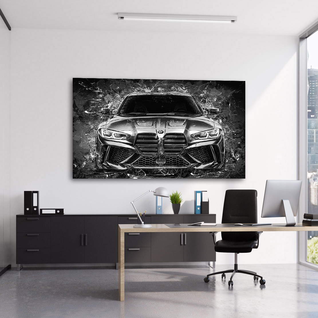 Auto Leinwandbild BMW M4 Black and White