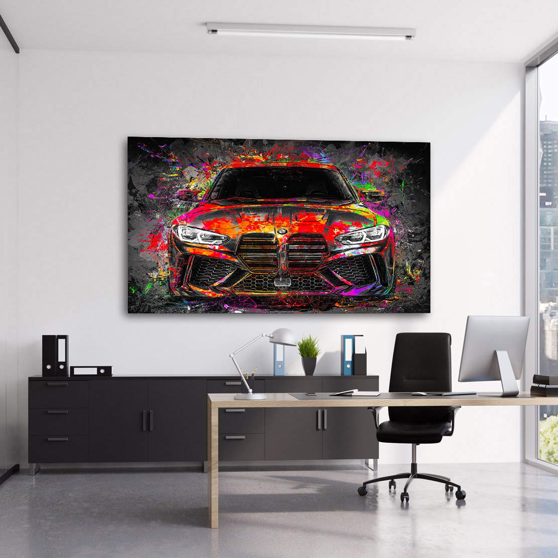 Auto Leinwandbild BMW M4 abstrakt