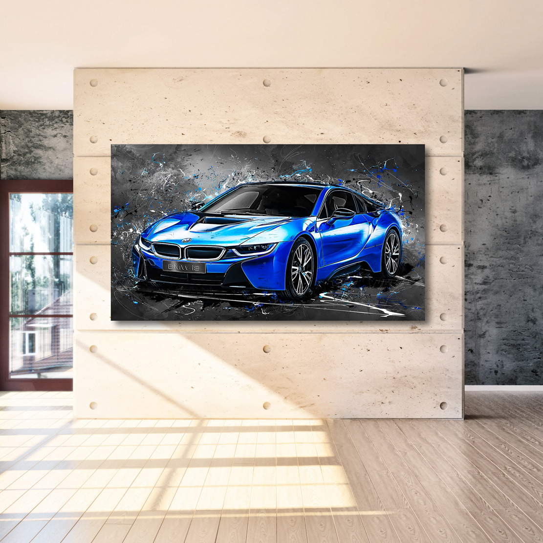 Auto Leinwandbild BMW i8 Blue Style